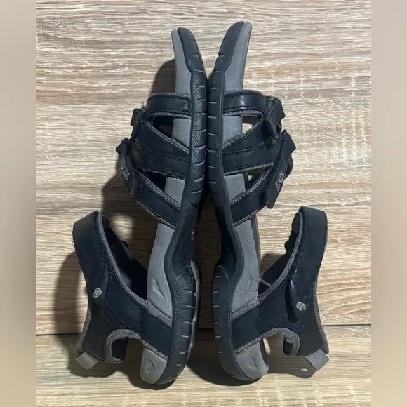 Teva Tirra Black leather Outdoor Hiking strap Sandals women’s size 8 - Picture 2 of 10